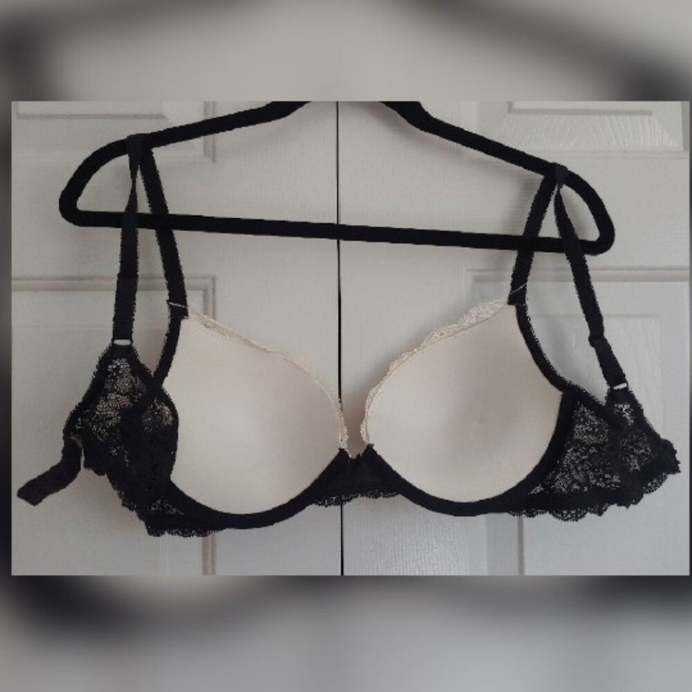 Victoria's Secret Dream Angels Lace Black and White Demi Bra Plunge Size 36C - Picture 8 of 8